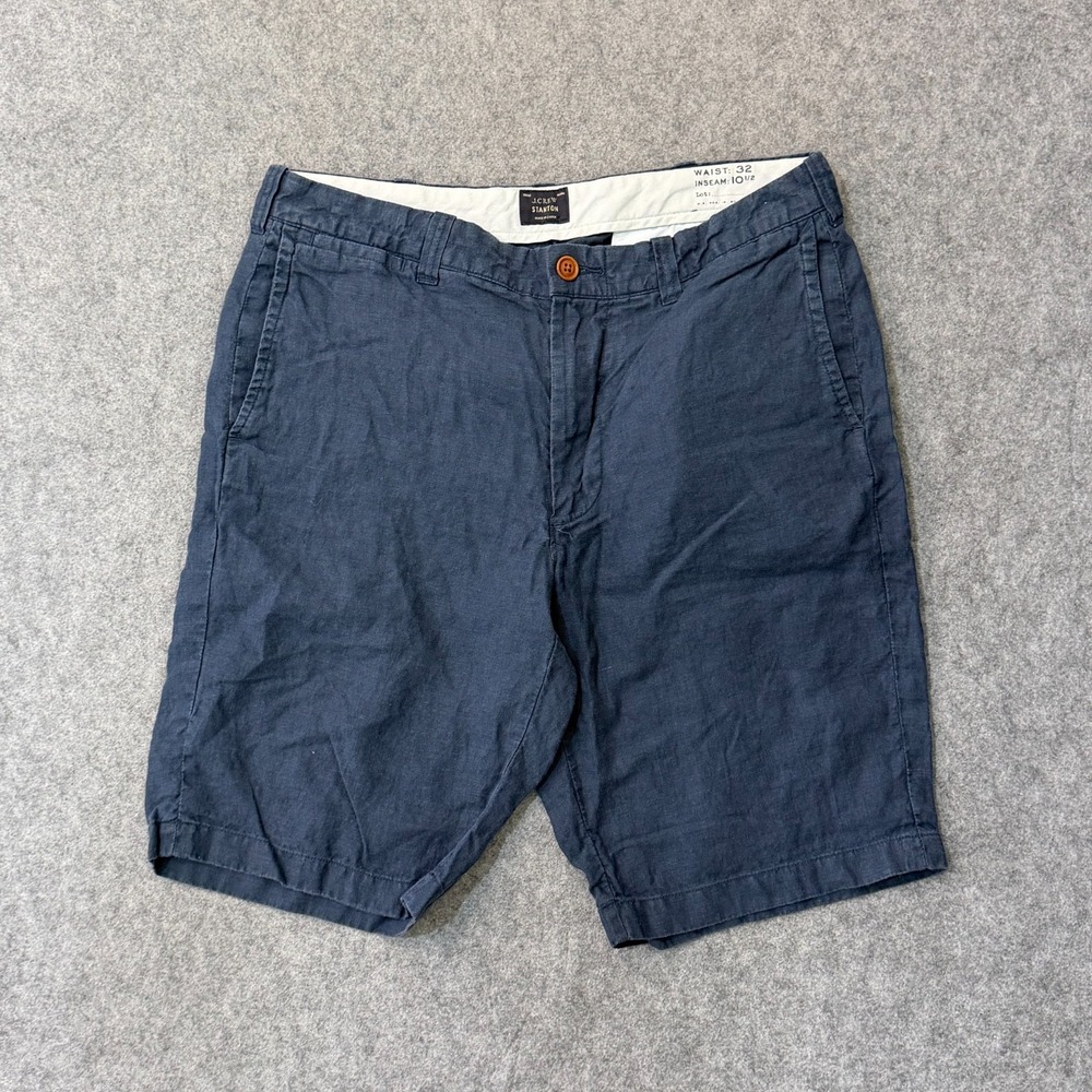 J. Crew Baird McNutt Navy Blue Irish Linen Stanton Chino Shorts Men's Size 32